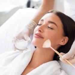 Cosmetologist,Cleaning,Face,Of,A,Beautiful,European,Woman,With,Special